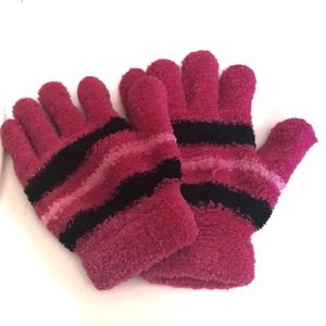 Pink & Black Striped Gloves